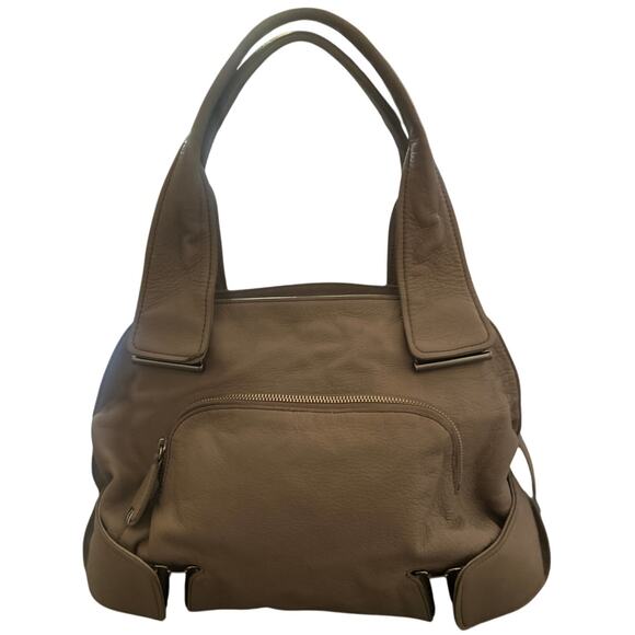 KOOBA Genuine Leather Hobo French Gray Beige Shoulder Hobo It Bag Luxury - Picture 2 of 13